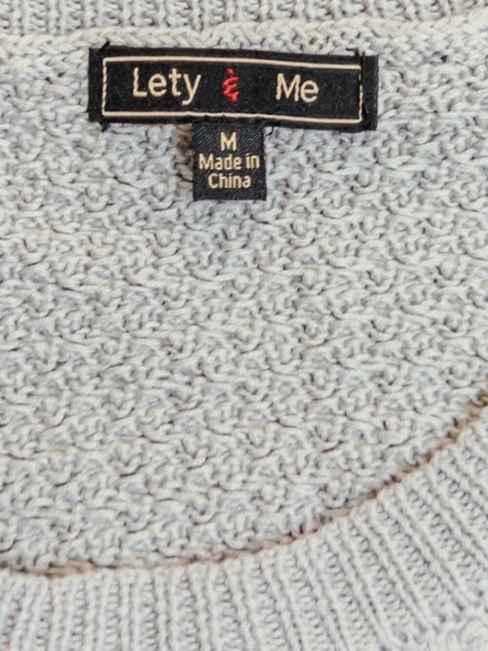 Lety & Me Gray Textured Knit Sweater Women’s Medium Elbow Patch - Picture 5 of 7